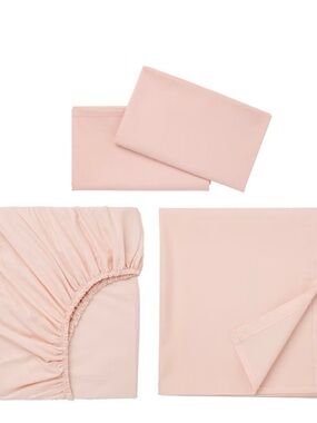 IKEA blush Bedding Set. King size fitted and flat sheets with 2 cases